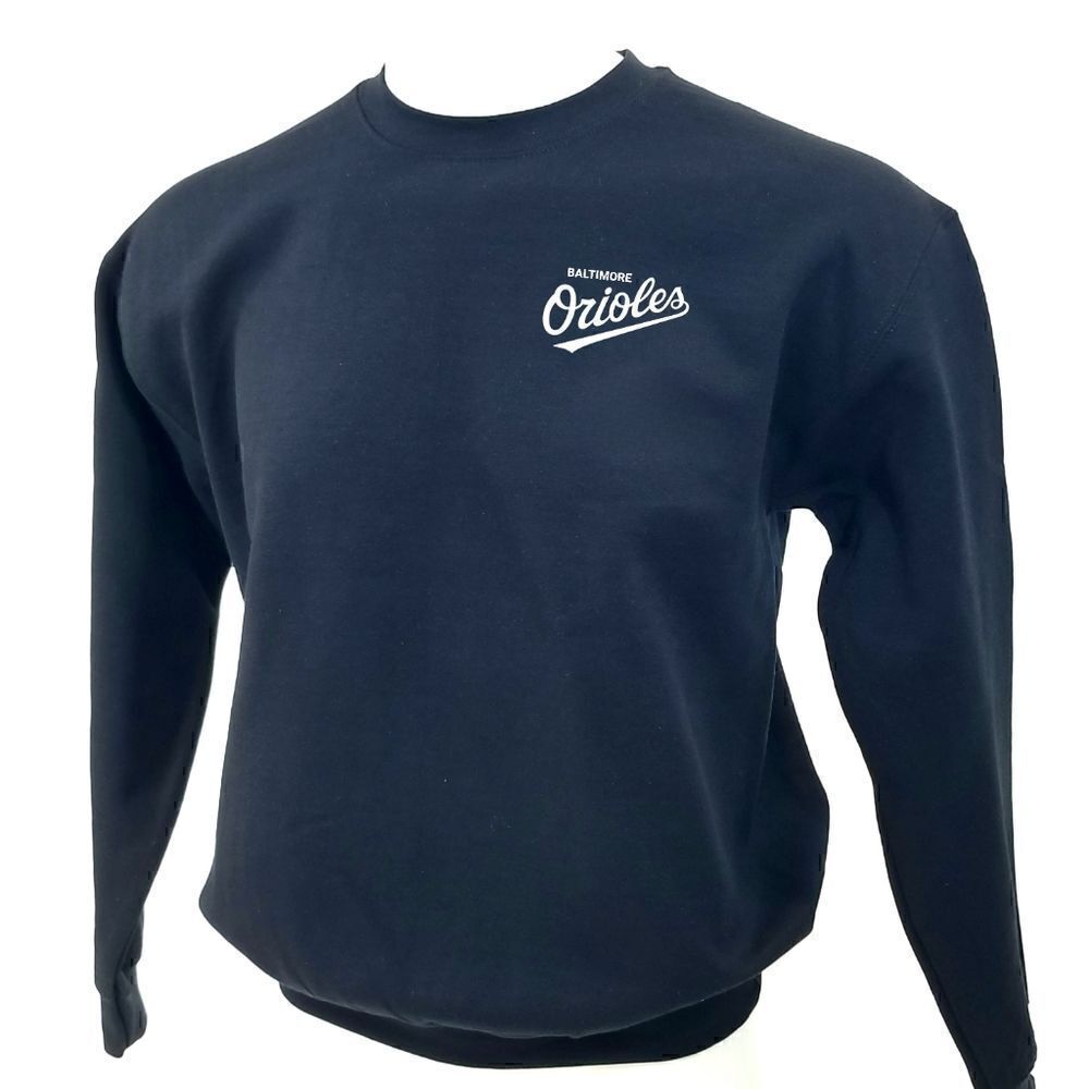 BALTIMORE ORIOLES Double Script Retro Logo MLB Pullover Crewneck Sweatshirt - Picture 3 of 5